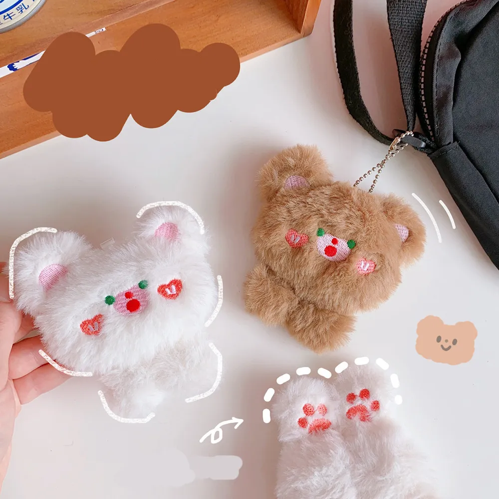 Mignon ours Animal en peluche poupée broche porte-clés suspendus porte-clés anneau sac téléphone décoration porte-clés pendentif