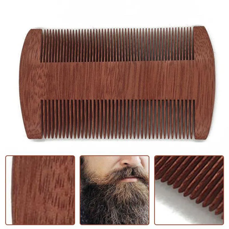 Natural Sandalwood Double Sided Beard Brush Party Favor Portable Wood Close Tooth Comb Household Hair Combs 3 Colors