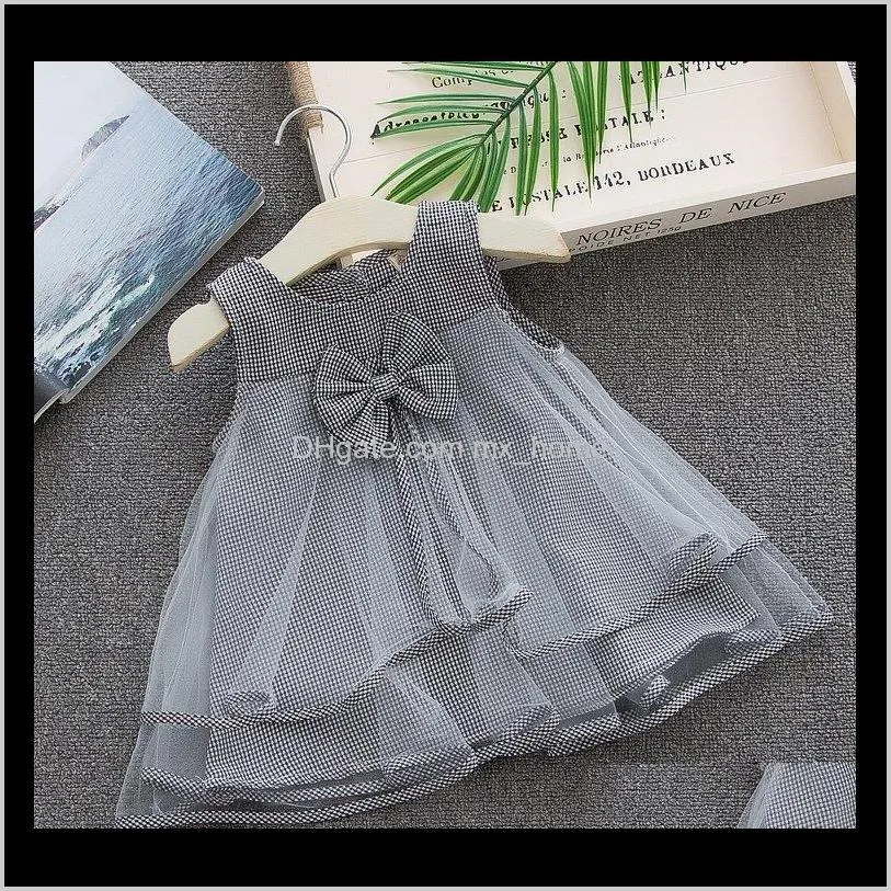 baby girls dresses summer new cotton net yarn bow tie vest lattice tutu dress for girl kids clothes children`s clothing