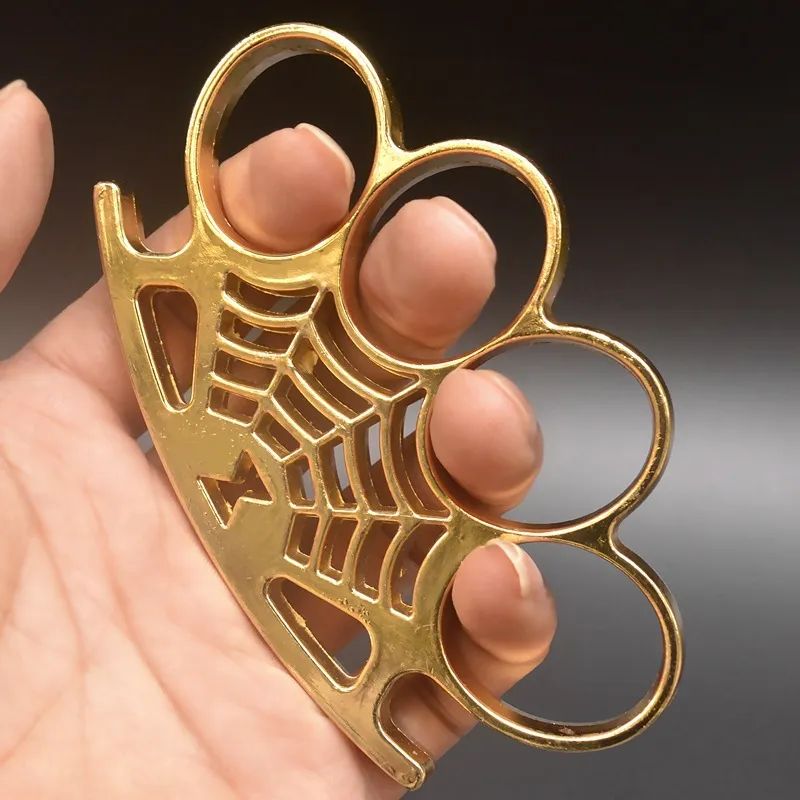 Spider Web Shape Metal Brass Brass Knuckle Four Finger Tiger Fingers Outdoor Security Pocket Backpack EDC Tool HW605