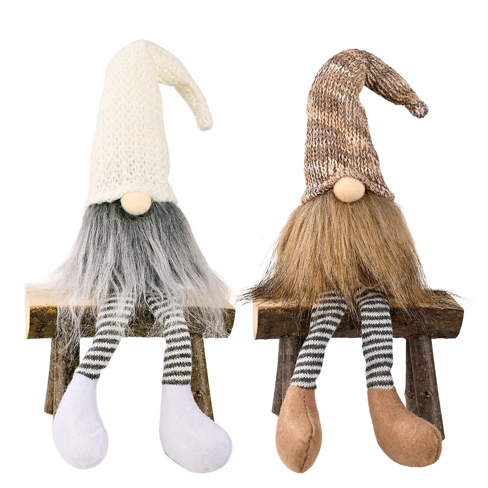 Kerst Gnomes Decorations Handgemaakte Zweedse Tomte met lange benen Scandinavisch beeldje pluche elf pop xbjk2108