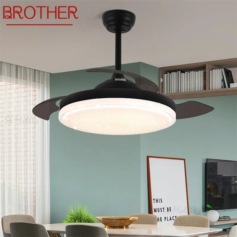 Takfans Brother Modern Fan Lights 3 färger LED med fjärrkontroll Hem Dekorativ för matsal sovrum Restaurang