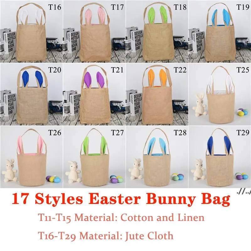 Easter Burlap Tote Bags with Bunny Ears Drawstring Gift Bags for Kids ...