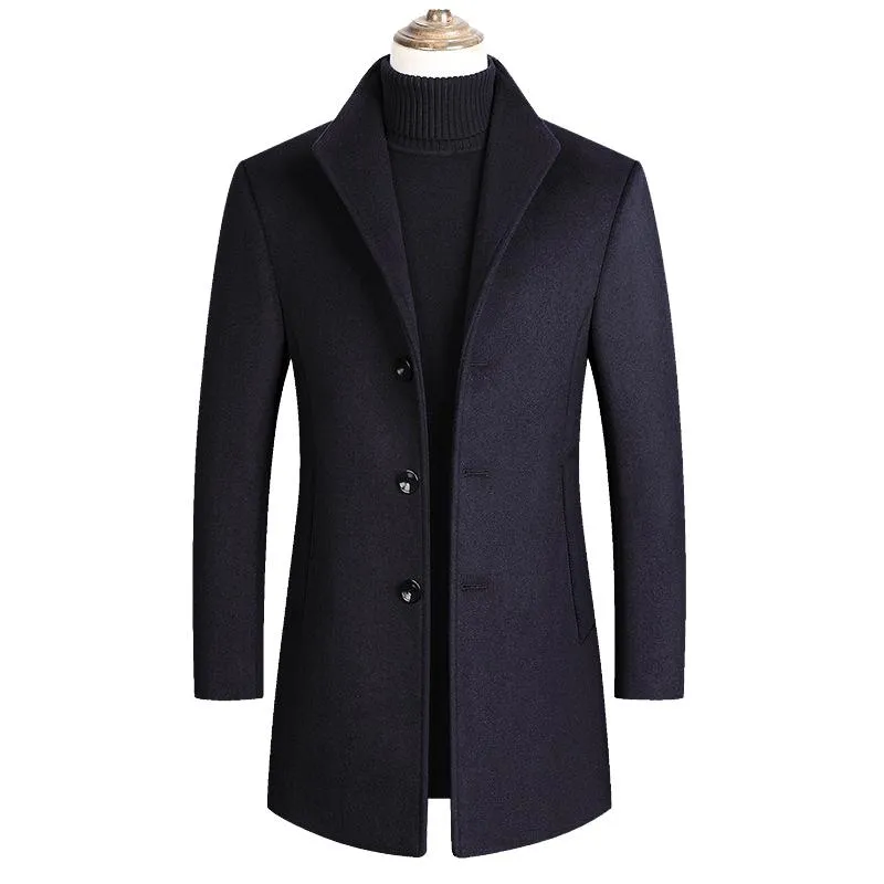 Men Wool Blends Coats Autumn Winter Solid Color High Quality Jacket Luxurious Brand Clothing