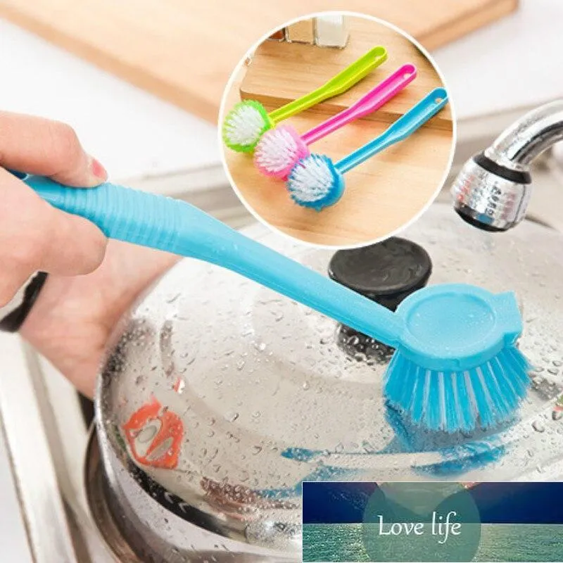 Nova venda quente lavar louça escova pant de manuseamento de longa lata de limpeza ferramentas de cozinha esfregando vasos cor aleatória