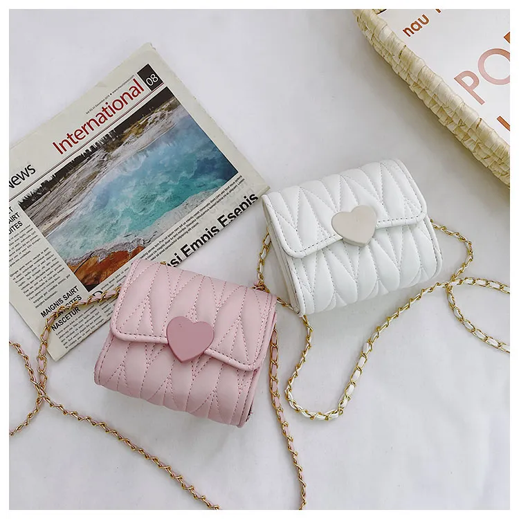 Lovely Children s Mini Square Shoulder Bag Fashion Heart Baby Girls Small Crossbody Bags Kids Coin Purse Accessories Handbags