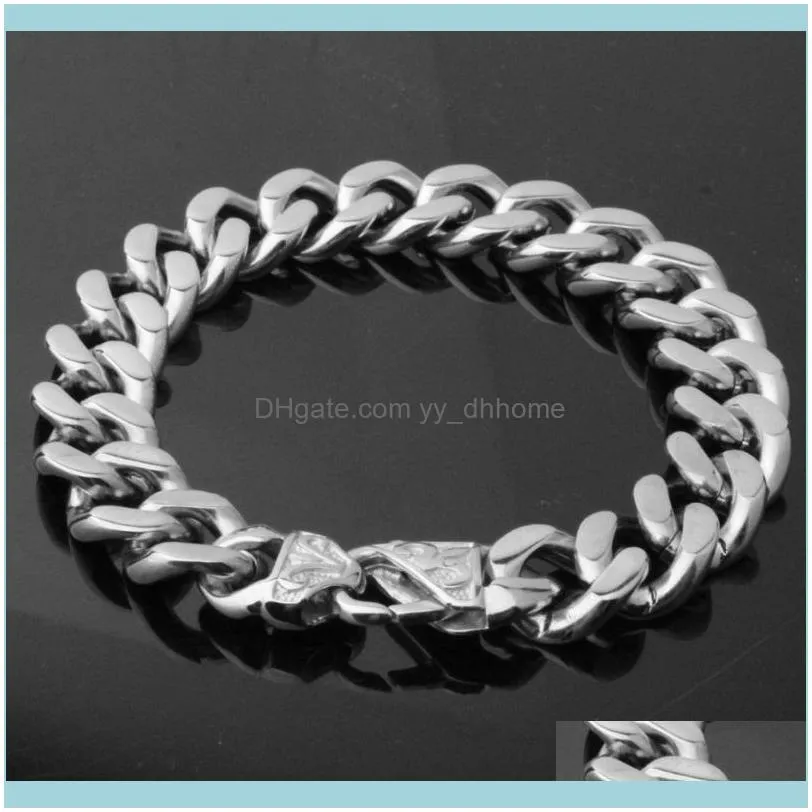 Wholesale Or Retail Stainless Steel Silver Color Polished Cuban Curb Chain Mens Womens Bracelet Bangle Hip-hop Jewelry 7