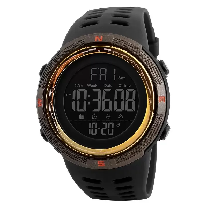 Outdoor Sport Uhr Männer Multifunktions Uhren Wecker 5Bar Wasserdichte Digital Uhr PU Strap Zurück Licht 2022