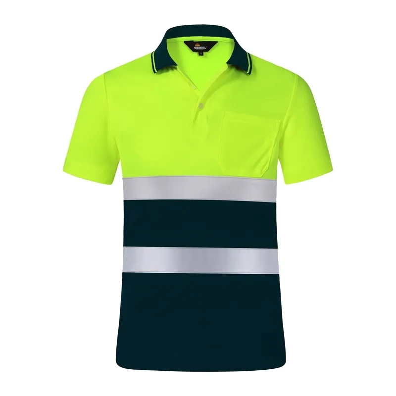 Odblaskowe T Shirt Mężczyźni Wysoka widoczność Bezpieczeństwo Hi Vis Workwear Ubrania Sklep roboczy Mechanik 210629