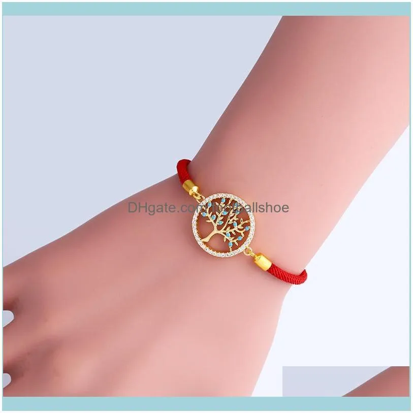 Designers Korean fashion personality red rope life tree Zircon simple small Bracelet