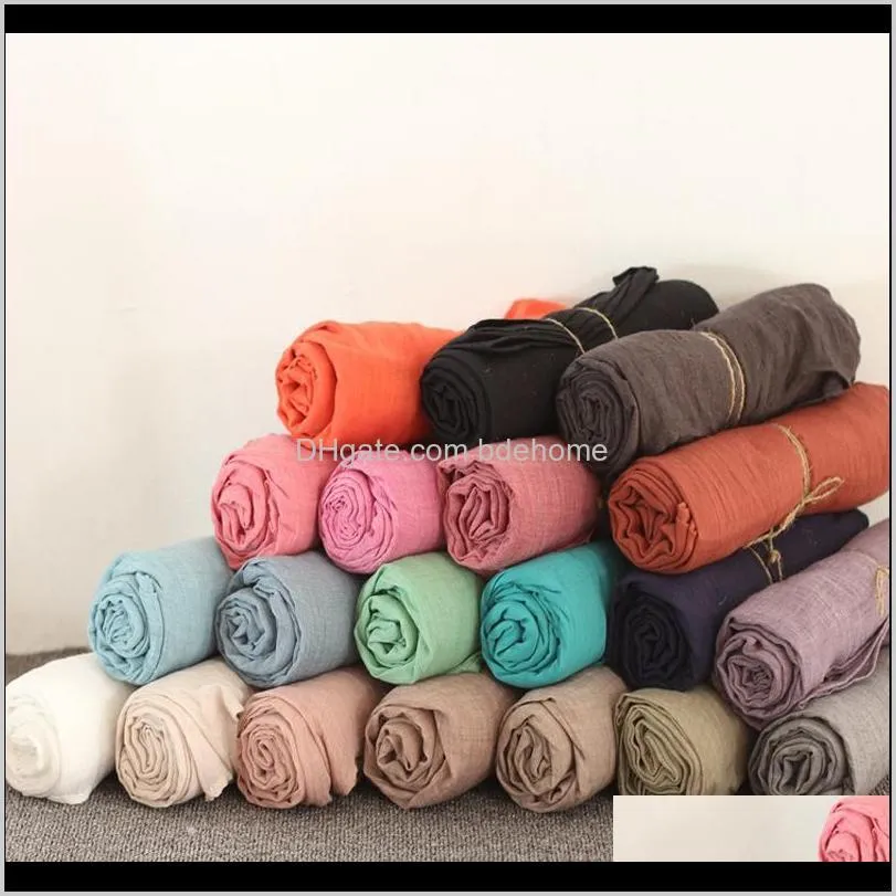 johnature 27 2020 fall winter new cotton brief warm shawl female vintage women clothing solid color scarfs cx200728