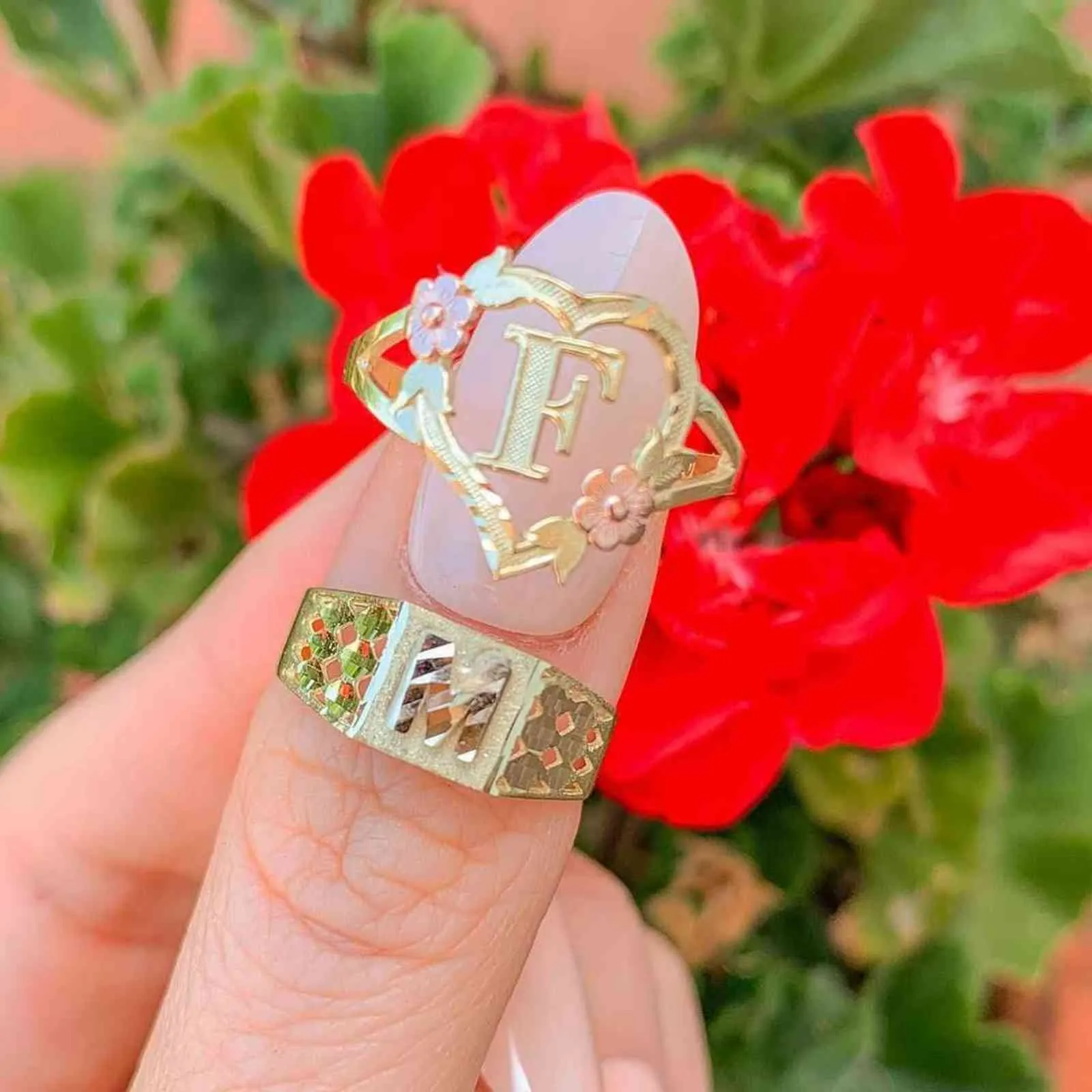 Custome initialen hart ring vrouwen personaliseer gouden brief bruidsmeisje grils cadeau voor de beste vriend 2021 trend sieraden halloween