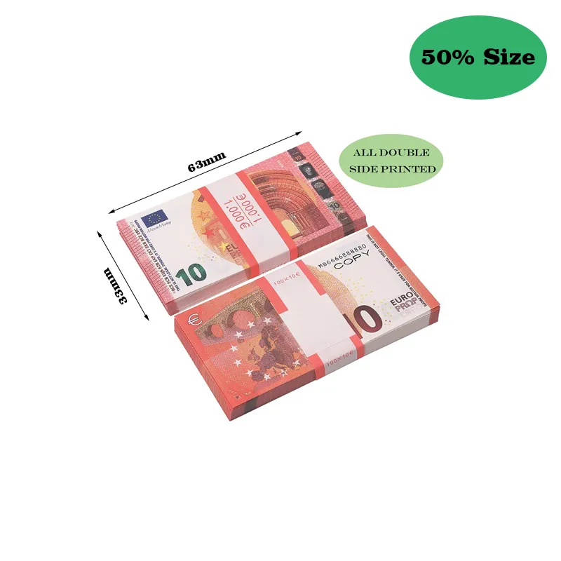 Copia denaro Prop Euro Dollaro 10 20 50 100 200 500 Forniture per feste giocattolo Film finto Soldi Billette Collezione di giochi Regali Decorazione della casa Gettone di gioco Finto billetta