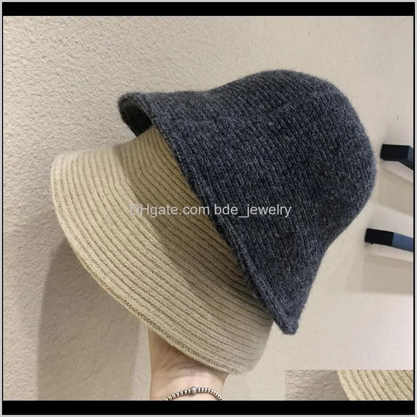 fashion panama warm winter women`s bucket hat for teens felt wool hat for girls autumn and winter fur black hip hop cap