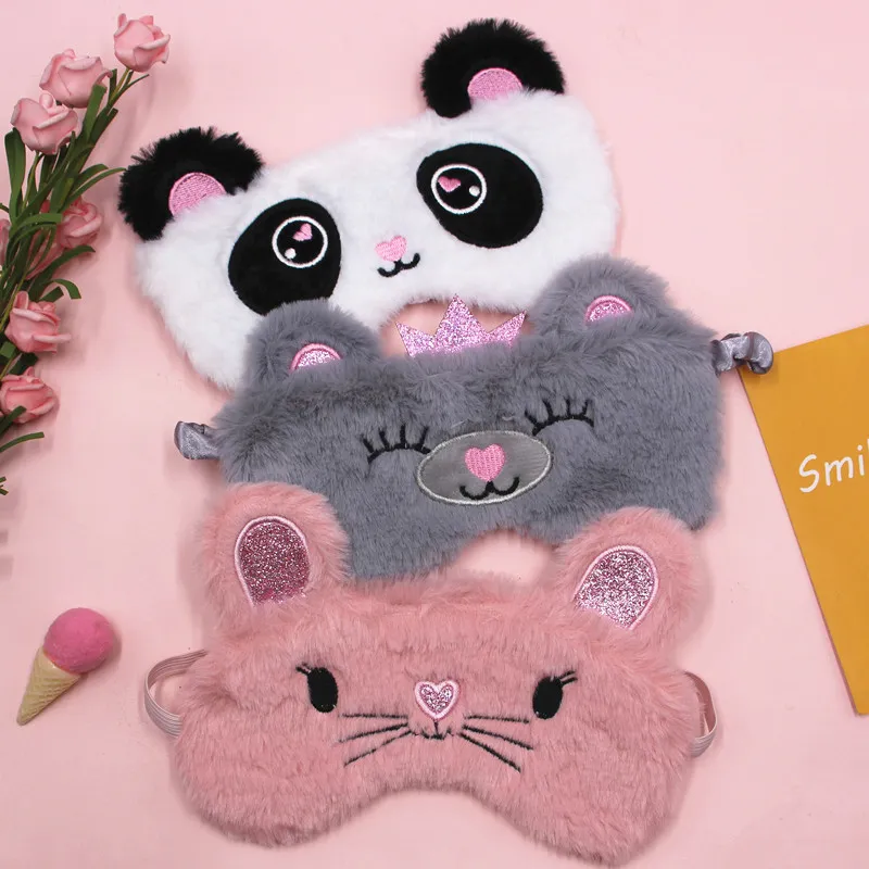 Panda Sleep Mask Women Animal Mouse Bear Eye Cover Cute Plush Girl Toy Suitable For Travel Home Party Eyeshade DHL J038