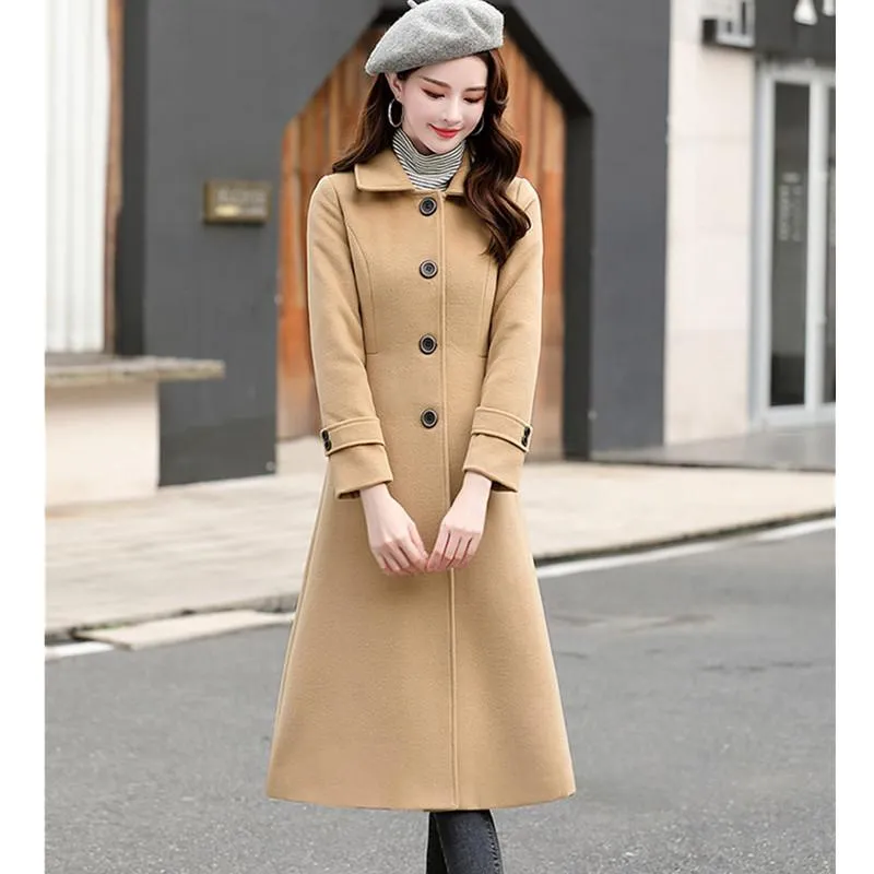 Autumn/winter Women's Wool Coat Plus Size High Quality Wool Jacket Korean  Slim Temperament Long Coat 5xl