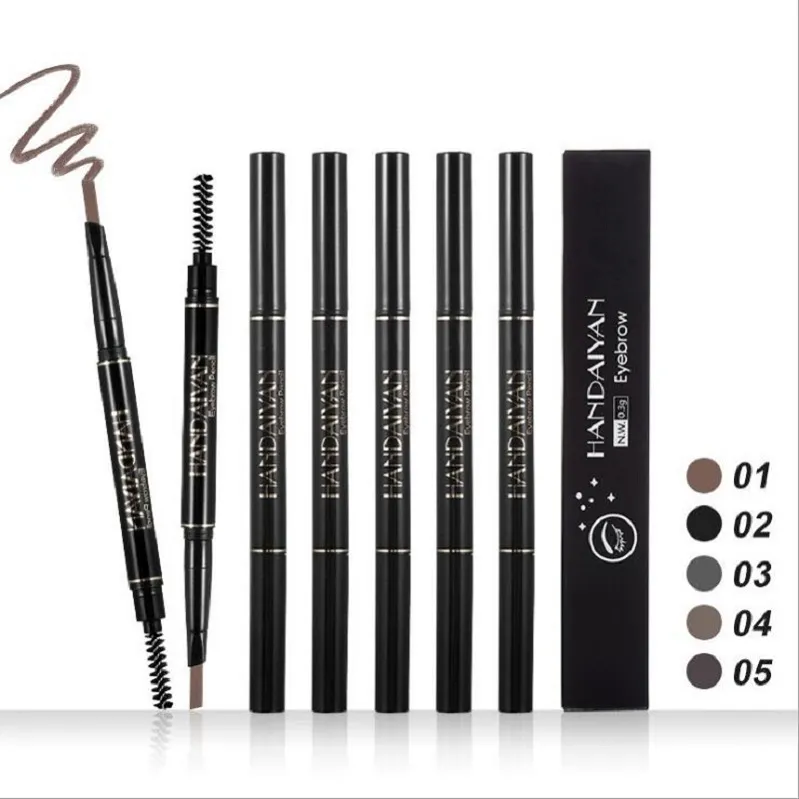 HANDAIYAN 5 Colors 2 In 1 Eyebrow Pencil Natural Lasting Waterproof No Blooming Rotatable Pen Makeup Cosmetics