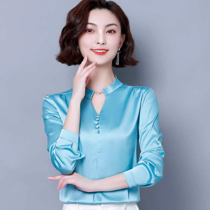 Corée Fashion Silk Femmes Blouses Office Satin Shirts plus taille 4xl Blancs Ladies Tops Blusas Femininas Elegante 210531