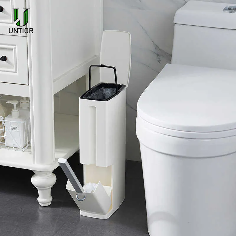 Untior 3 i1 smal papperskorgen kan plastfack med toalettborste soptunna skräp skräp dukbin kök badrum städning 210728