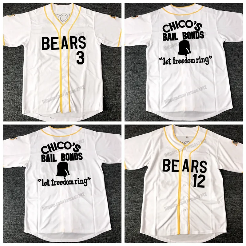 BAD BEARS BAYBALL JERSEY 1976 Chico 's Bail Bonds Kelly Leak Tanner Boyle Men's Stitched White Top Quality Jerseys