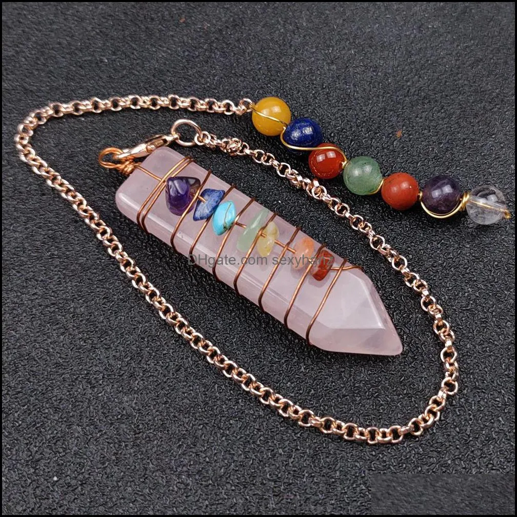 Arrowhead Chakra Reiki Healing Pendulums Natural Stones Pendant Amulet Crystal Meditation Hexagonal Pendulum for Men Women