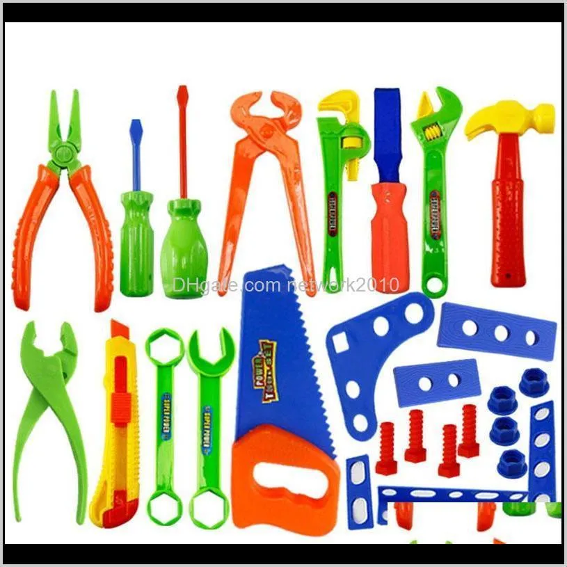 34pcs deluxe repair tools set children`s role playing toy diy disassembly toy portable tool table simulation repair kit educational