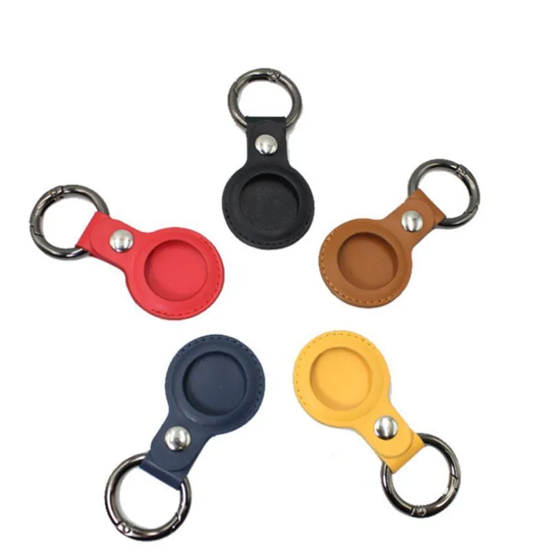 Färgrikt läder Keychain Party Favor Anti-Lost Airtag Protector Bag All-Inclusive Key Chain Locator Individuellt förpackad