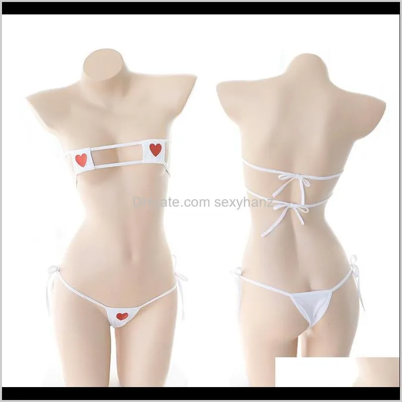 Bras sätter kawaii stil kvinna 2pcs bh trosor set bikini söt lolita underkläder cosplay fetish sexig underkläder nsaua basez