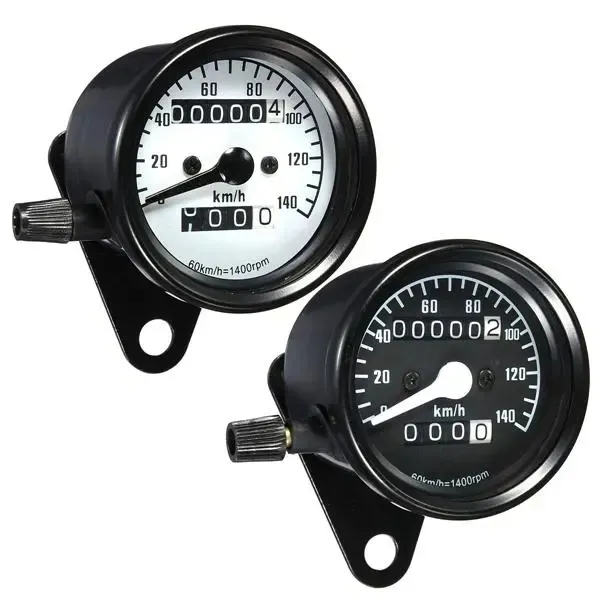 Universal RPM Motorcykel Mileage Meter Speedometer Gauge - Vit