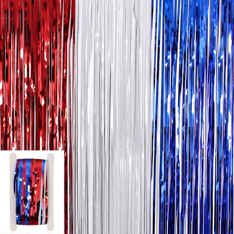 Independence Day Decorations Red White and Blue Glitter Gouden Fringe Folie Achtergrond Gordijnen Bachelorette Party Decoratie