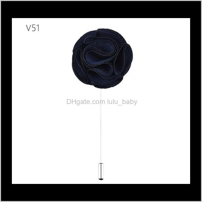 classic men flower brooch pins fashion imitated silk fabric boutonniere stick lapel pin for suit party wedding jewelry accessories