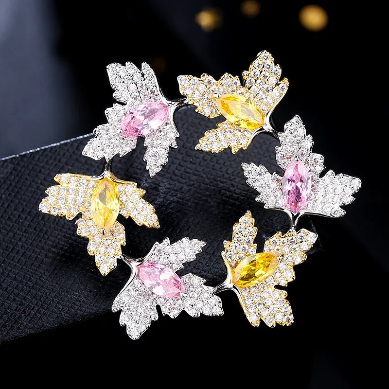 SINZRY 2019 cubic zircon elegant colorful flower sweety suit brooches pin lady tremdy jewelry accessory