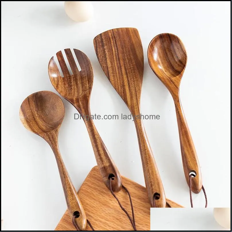 kitchen tool set household light wooden cooking Utensils brown kitchenware spatula shovel spoon soup spoons colander wholesale HWD6979