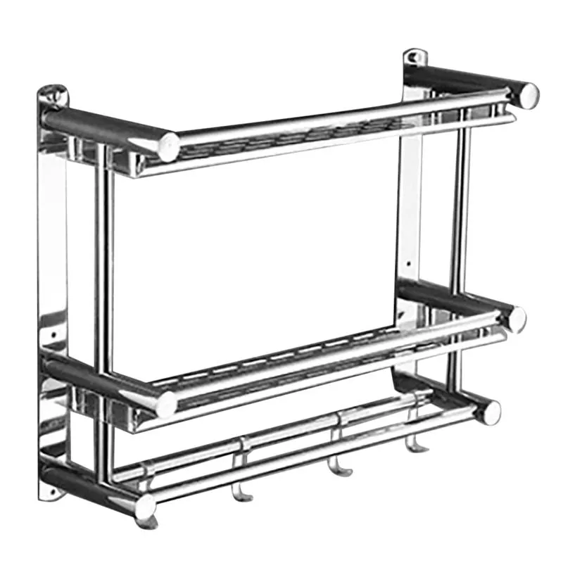 Toalheiros Práticos Prateleiras de Banheiro de 2 Camadas Rack de Aço Inoxidável Shampoo Acessórios de Banheiro 287p