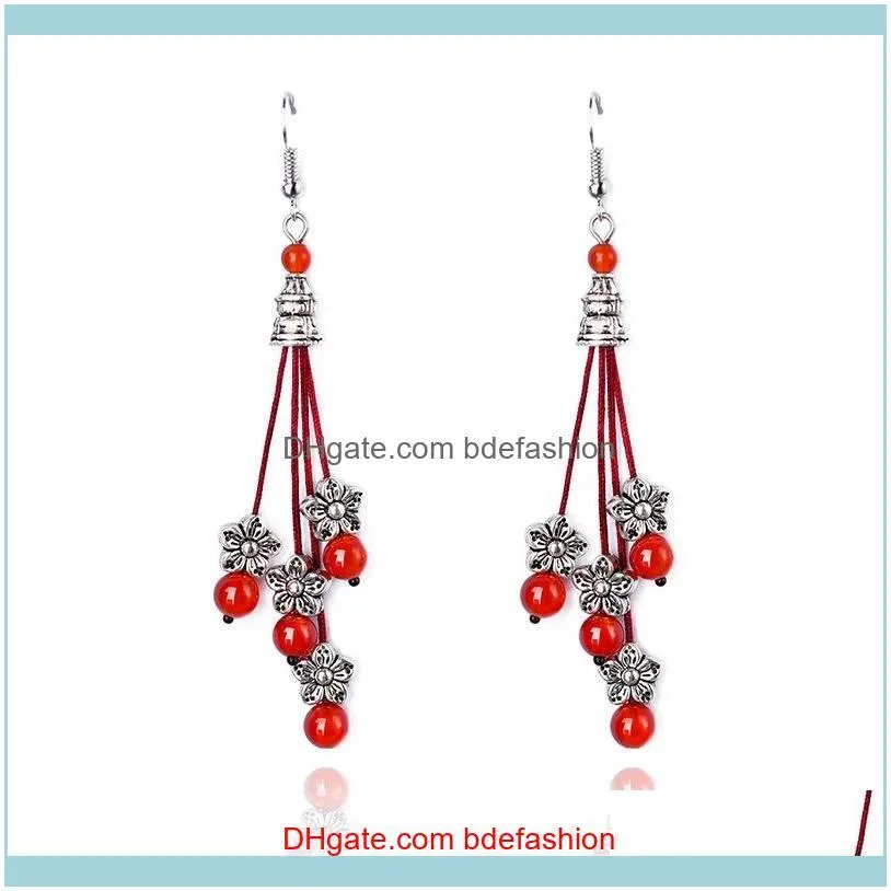 Candelabro colgante con temperamento de joyería, cuentas Retro hechas a mano, esmalte de colores, estilo popular en los pendientes largos, entrega de gota 2021 Ihbrg