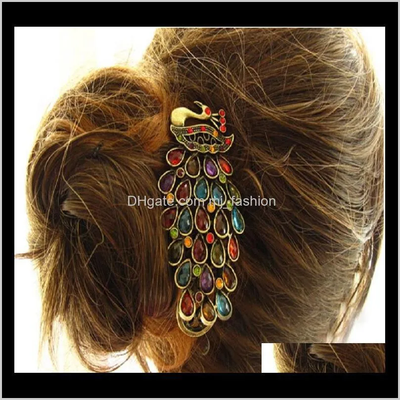 women crystal hairpins fashion peacock hair clips women hair jewelryps2445