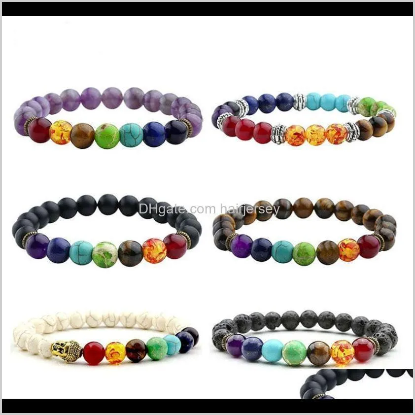 new 10 chakra bracelet men black lava healing balance beads reiki buddha prayer natural stone yoga bracelet for women