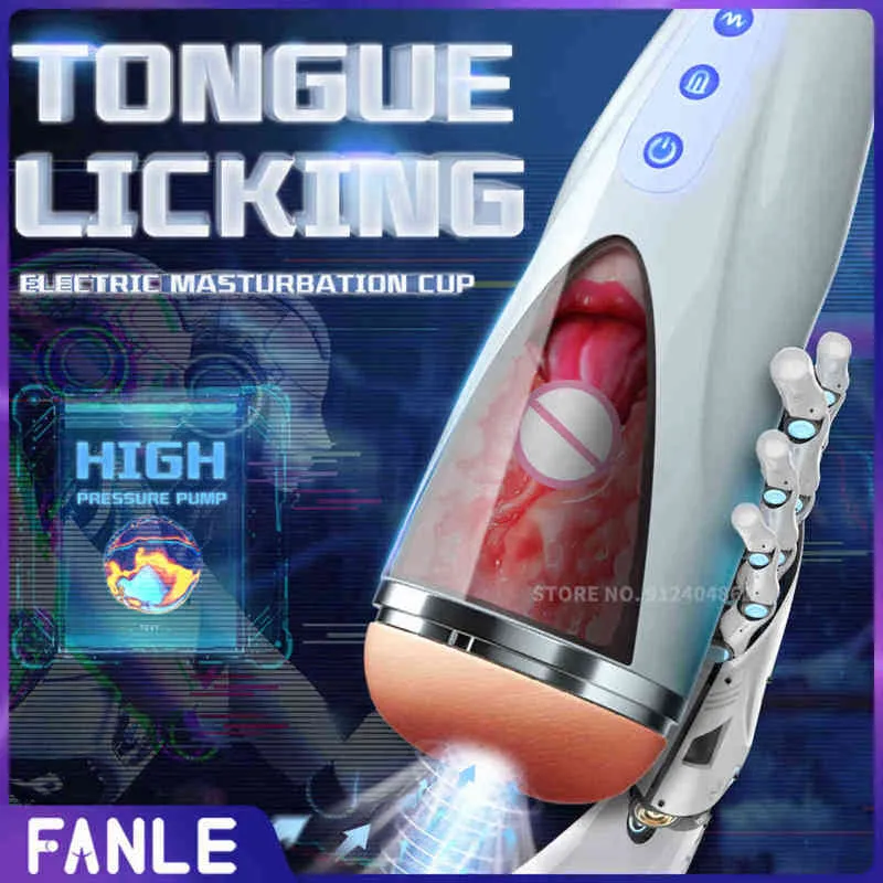 NXY MEN Masturbators Male Automatic Tongue Licking Onani Cup 3D Real Vagina Texture Pussy Pocket 10 Vibrationslägen Sex Machine Leksaker för 1211