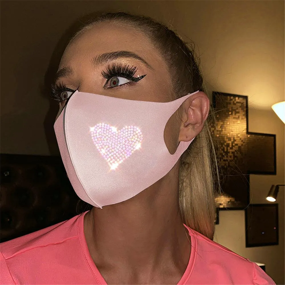 Cotton Face Mask Rhinestone Face Mask dust protective face mask PM2.5 Hot Darling Print Heart shape To US