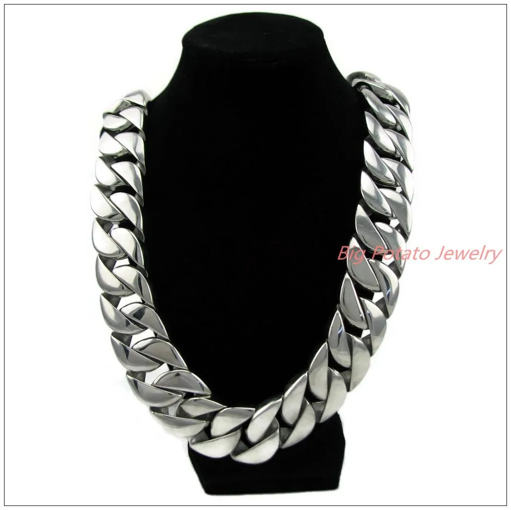 24 / 31mm enorme zware coole sieraden 316L stainlesteel zilveren kleur curb Cubaanse ketting mannen ketting cadeau hoge kwaliteit 24/28 x0509