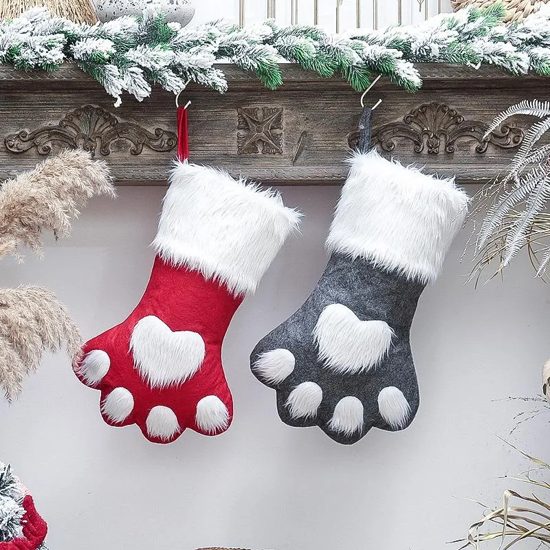 Weihnachtsdekorationen Dekorative Plüsch Bär Tier Große Kinder Geschenk Santa Taschen Socken Süßigkeiten Dekoration Zubehör