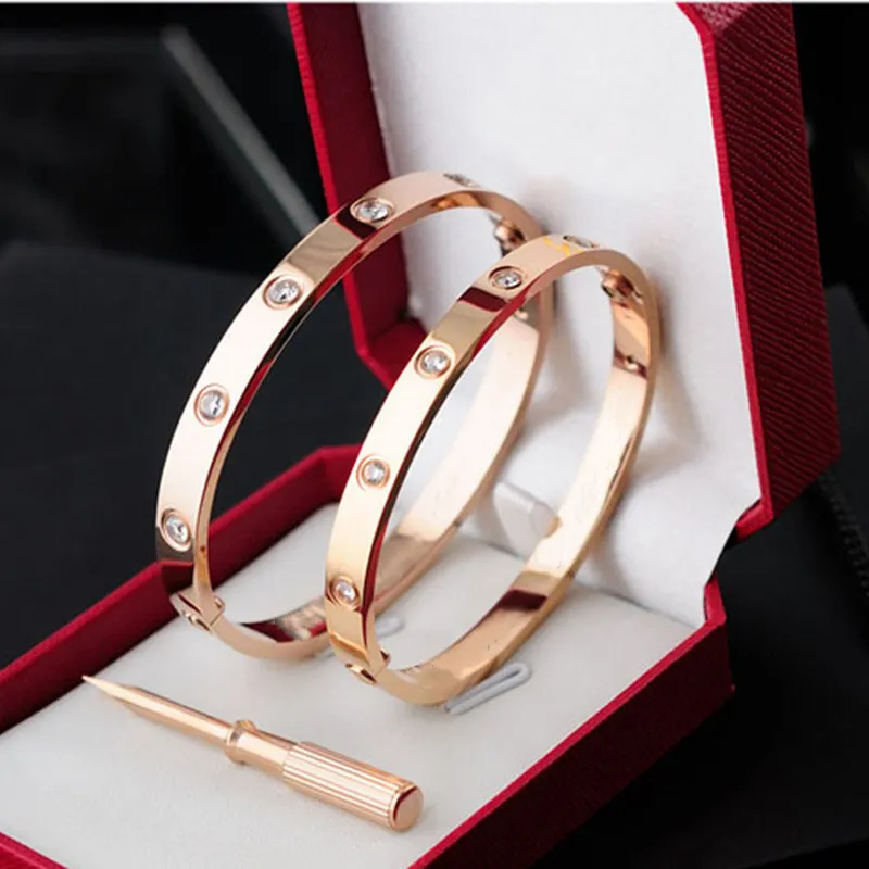 Urok bransoletki projektant damski luksusowy klasyczny śrubokrętny bangle chłopcy prezenty Silver Rose Gold Biżuteria 316L Stal nierdzewna Diamentowa przyjaźń Banles