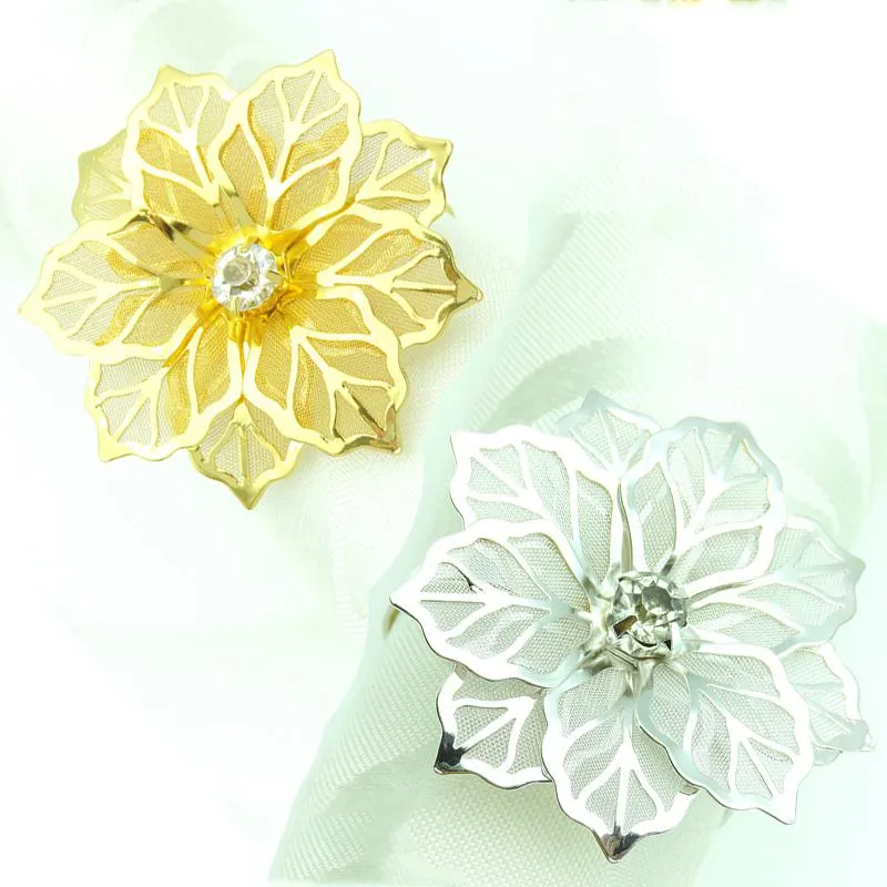 Flower Shaped Napkin Ring Metal Napkins Buckle Rings Hotel Wedding Party Table Decoration Towels Decor Buckles Multi Colors BH4757 TQQ