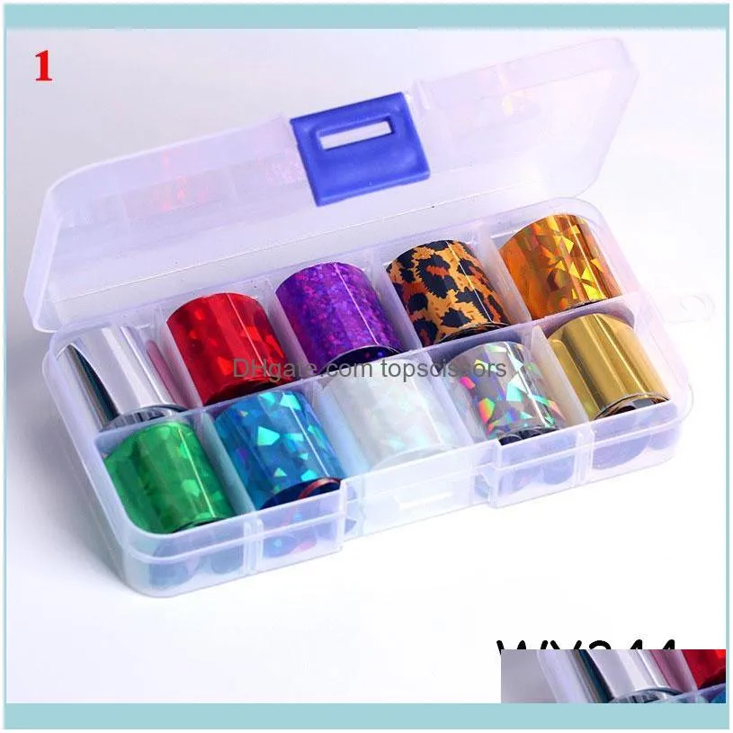 Nail Art Decorations Transfer Foil Sticker 10 Rolls Holographic Paper Wraps DIY Paste Decoration