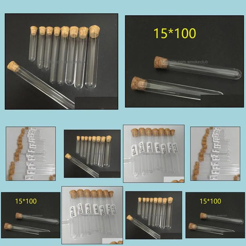 Plastic Test Tube With Cork Stopper 4-inch 15x100mm 11ml Clear ,Food Grade Cork Approved , Pack 100 , All Size Available In Our Store