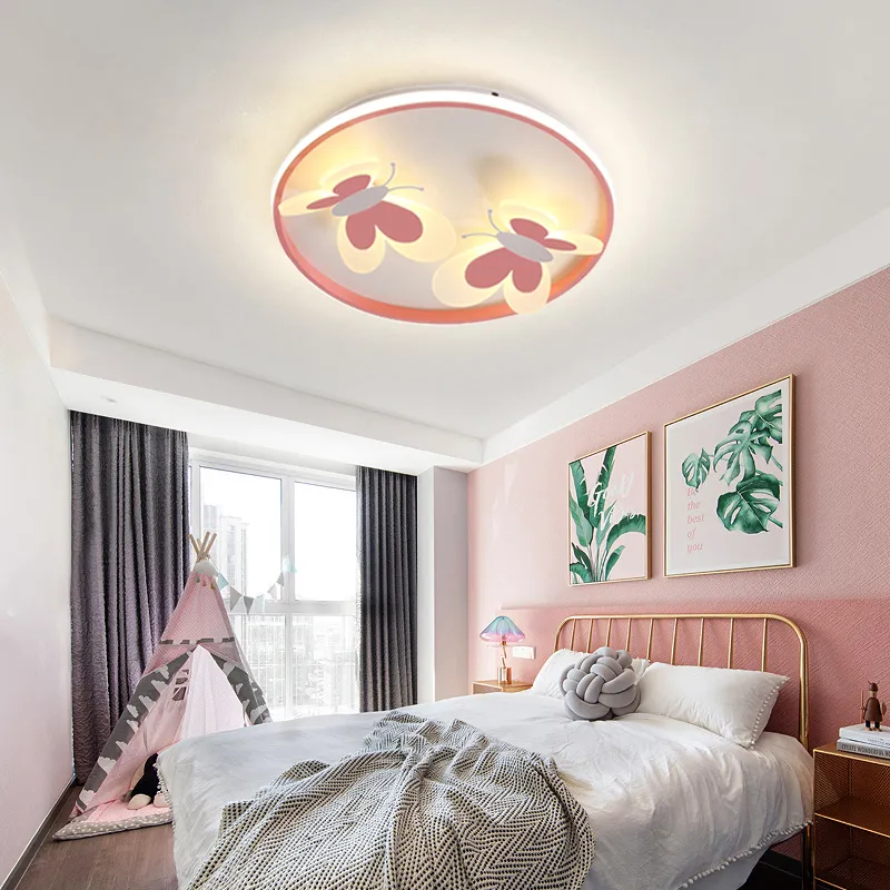 Adorable Cartoon Pink Butterfly LED Ceiling Lamp For Kids Bedroom, Nursery,  And School Butterfly Wall Decor From Hhqwi103114, $158.9