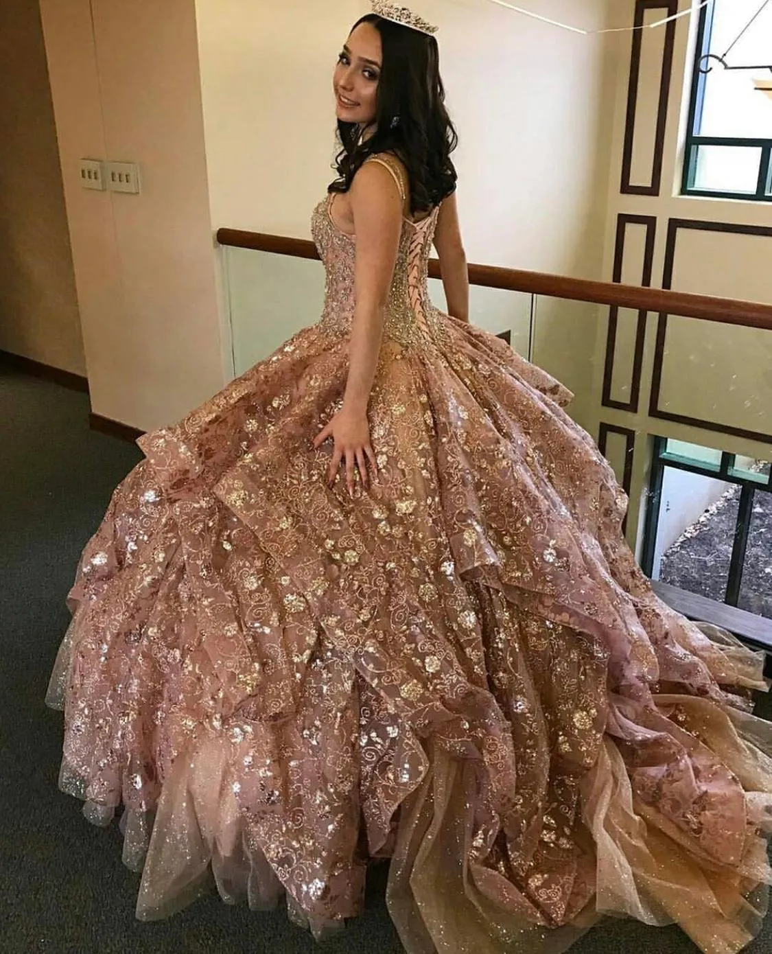 green emerald velvet dress Strapless Embroidered Ball Gown 10 / Rose/Gold main image 0