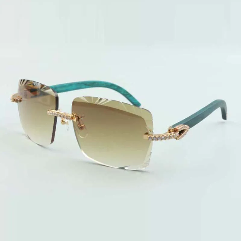 Cyan Glasses With Wooden Temple Direct Sale Cut Lens Medium
