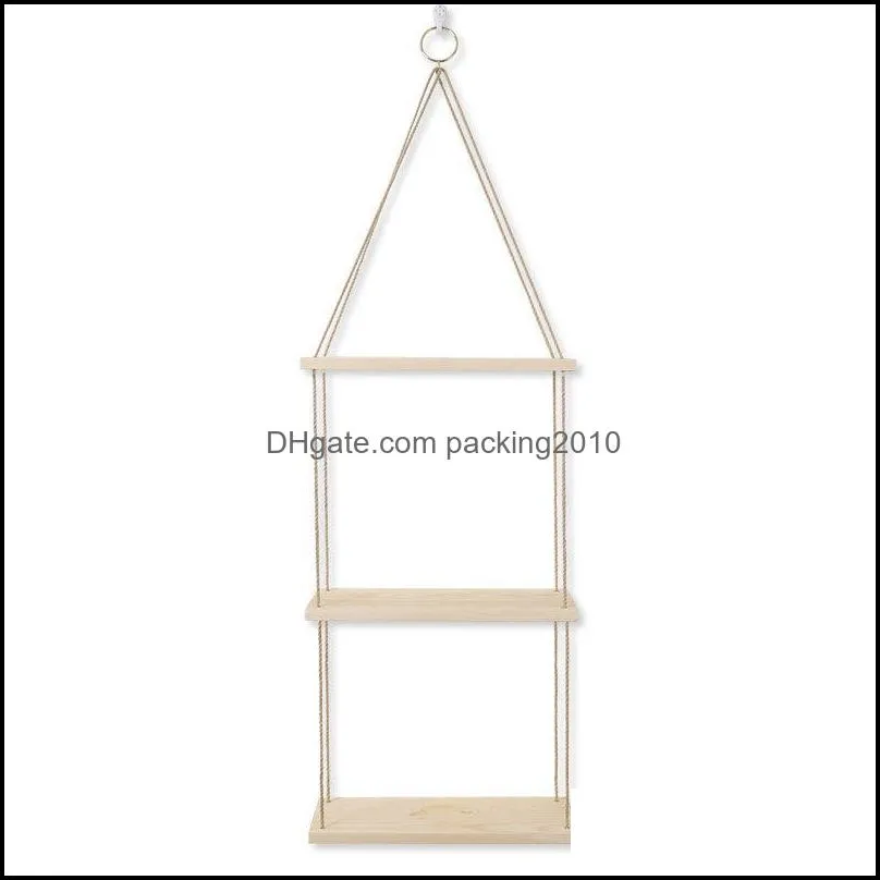 Wall Decorative Shelf Household Wood Swing Hanging Rope Indoor Mounted Floating Shelves Plant Flower Pot Outdoor Decoration Other Home