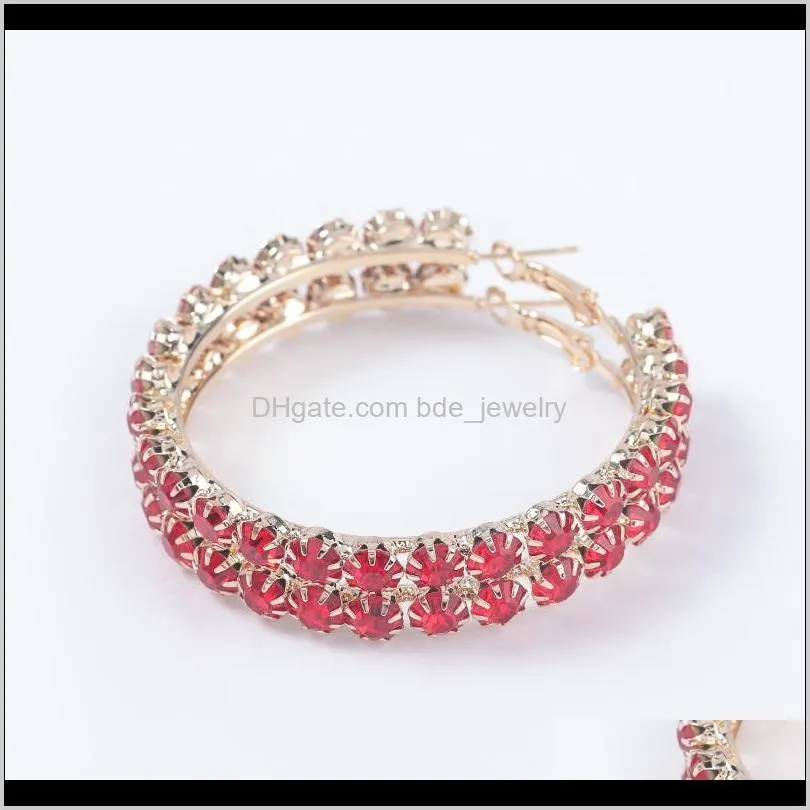 fashion trendy stunning glass rhinestone gems hoop earrings for women jewelry fashion statement earrings accessories hot sale